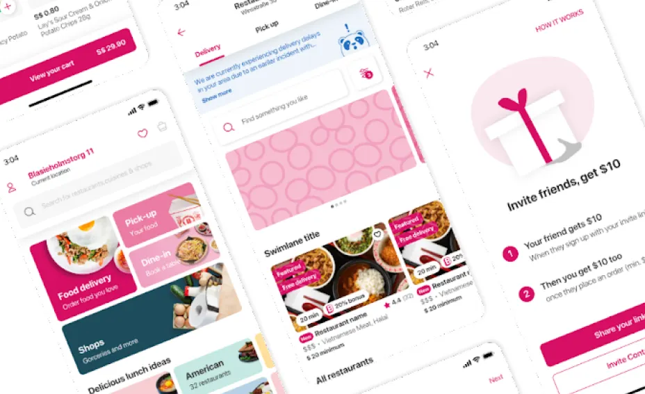 Foodpanda consumer app screens