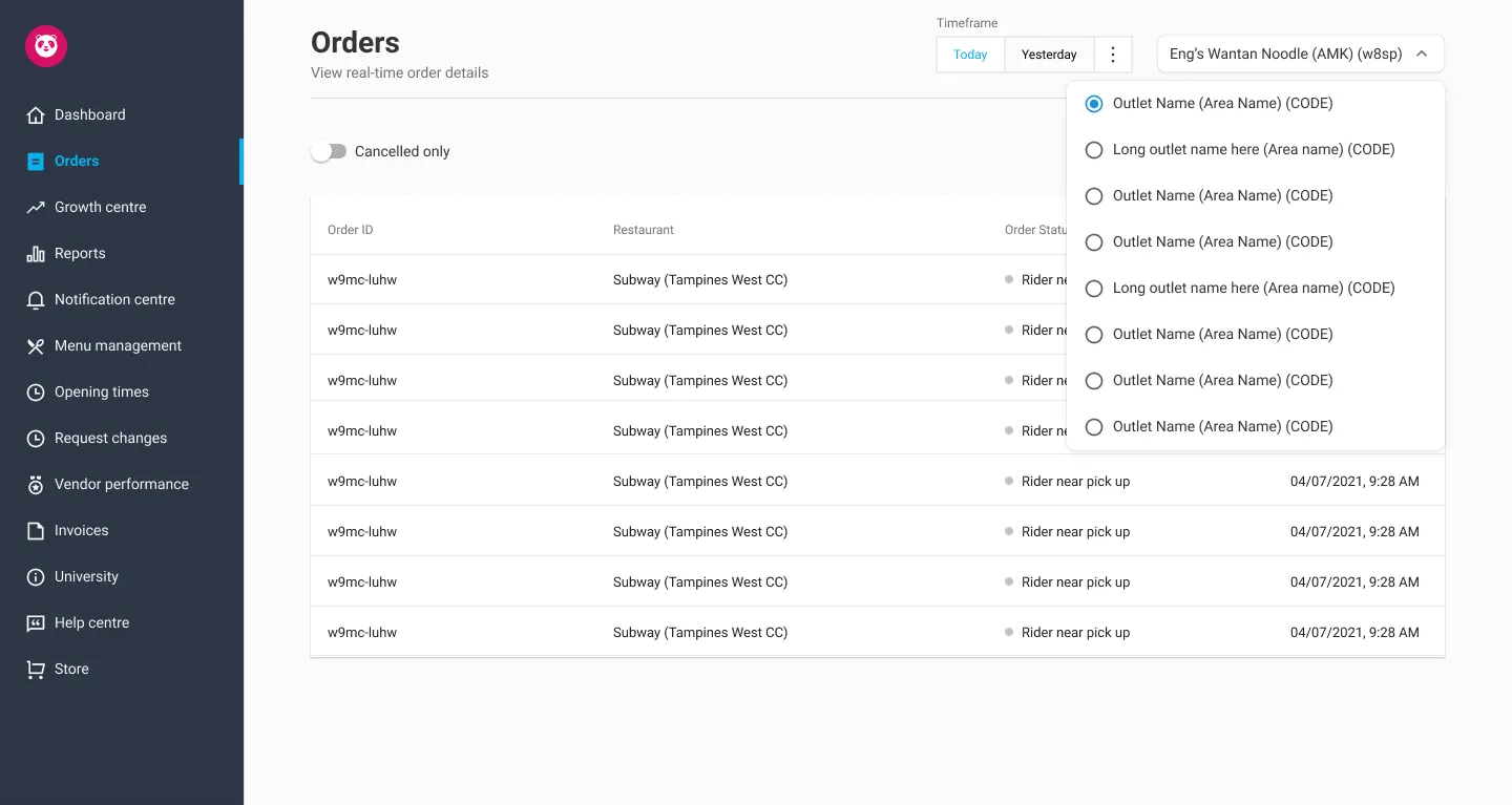Phase 2 — Updated navigation and vendor selector
